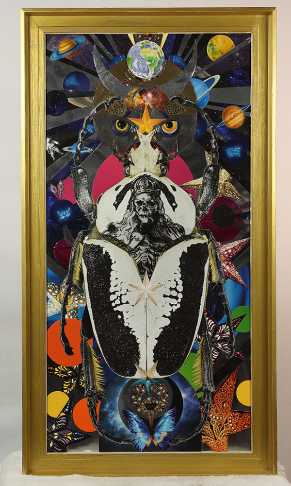 Photograph of Big Bang by Carmine Jako, framed paper collage, 2021