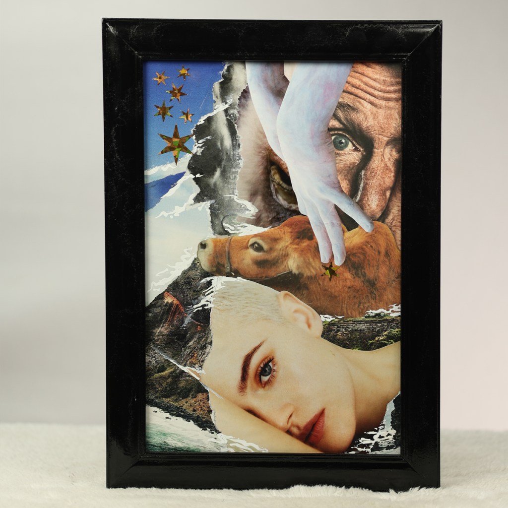 Photograph of Europa by Carmine Jako, framed paper collage, 2022