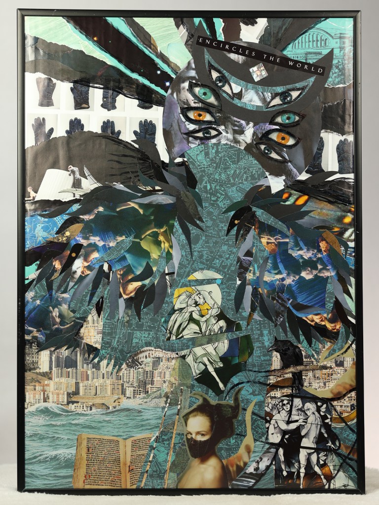 Photograph of Pluto by Carmine Jako, framed paper collage, 2021