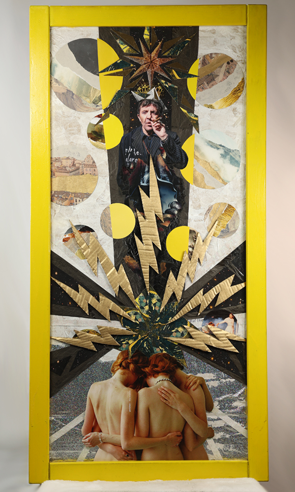 Photograph of Jupiter by Carmine Jako, framed paper collage, 2022