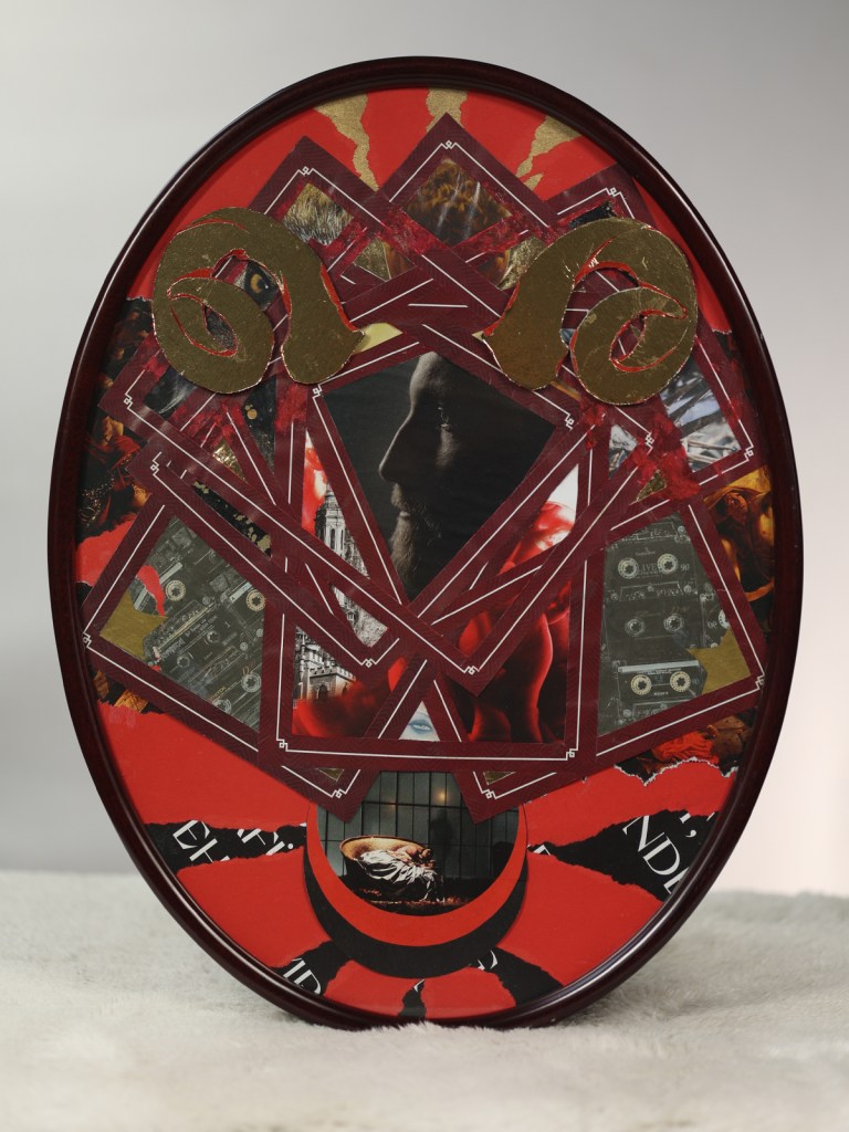 Photograph of Mars by Carmine Jako, framed paper collage, 2021