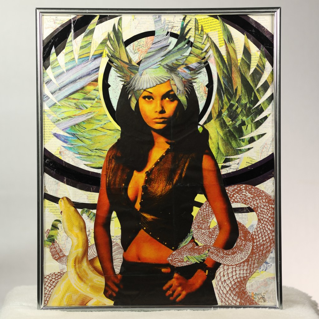 Photograph of Merkur by Carmine Jako, framed paper collage, 2022