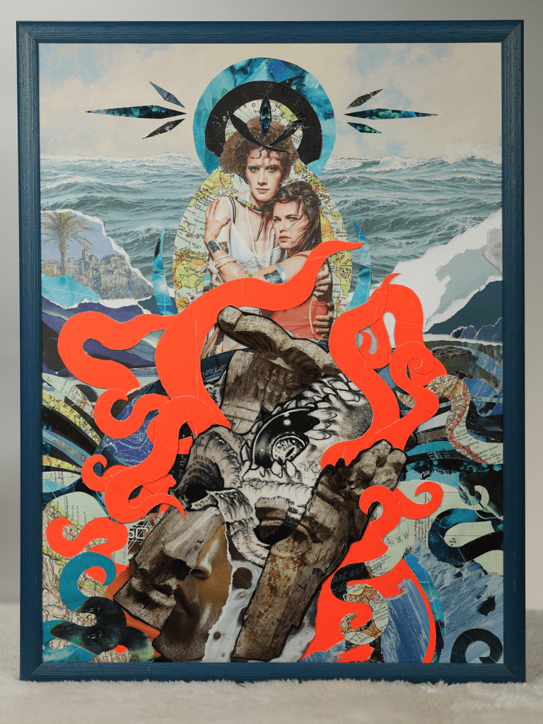 Photograph of Neptun by Carmine Jako, framed paper collage, 2021