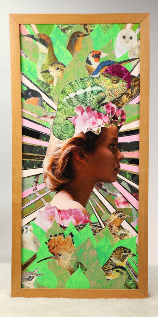 Photograph of Venus by Carmine Jako, framed paper collage, 2021